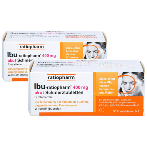 IBU-RATIOPHARM 400 mg akut Schmerztbl.Filmtabl. Set (2x50St)