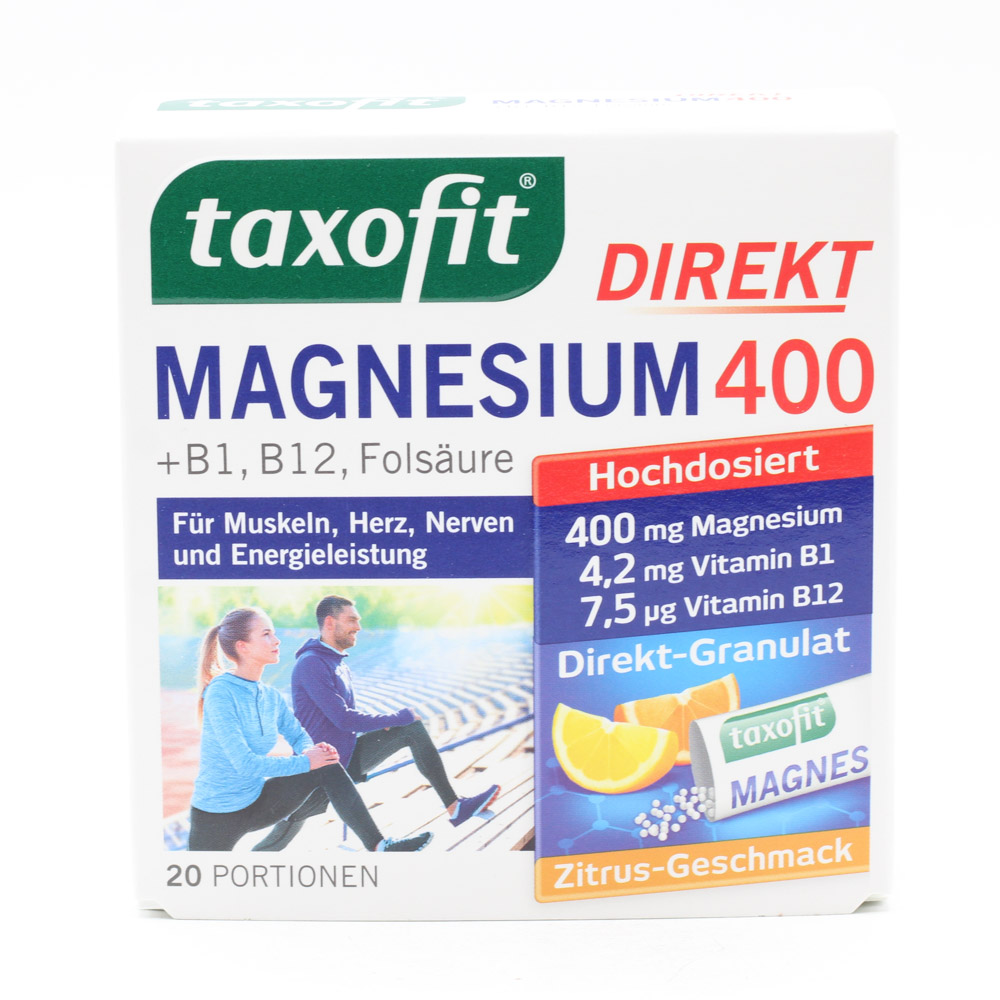 TAXOFIT Magnesium 400+B1+B6+B12+Folsäure 800 Gran. (3x20 St à 2g)