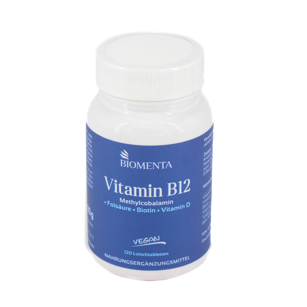 BIOMENTA Vitamin B12 500μg+D3+Biotin+Folsäure Lut.