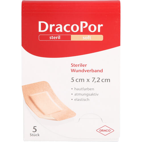DRACOPOR Wundverband 5x7,2 cm steril hautfarben