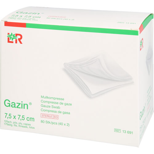 GAZIN Mullkomp.7,5x7,5 cm steril 12fach