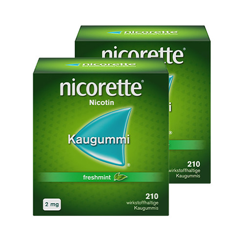 NICORETTE Kaugummi 2 mg freshmint Doppelpackung (2x210 Stück)