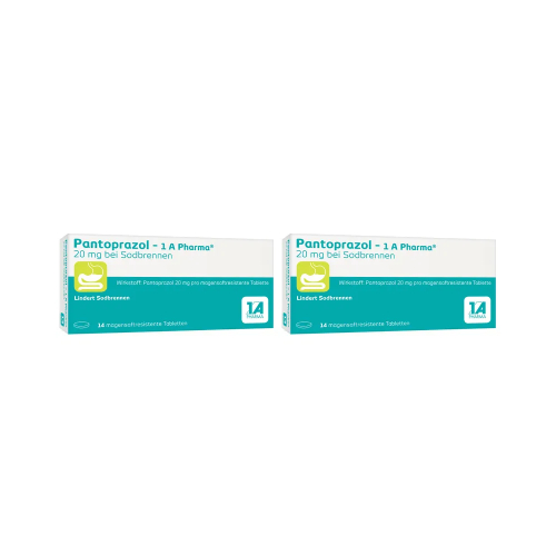 PANTOPRAZOL-1A Pharma 20mg bei Sodbrennen msr.Tab. Set (2x14St)