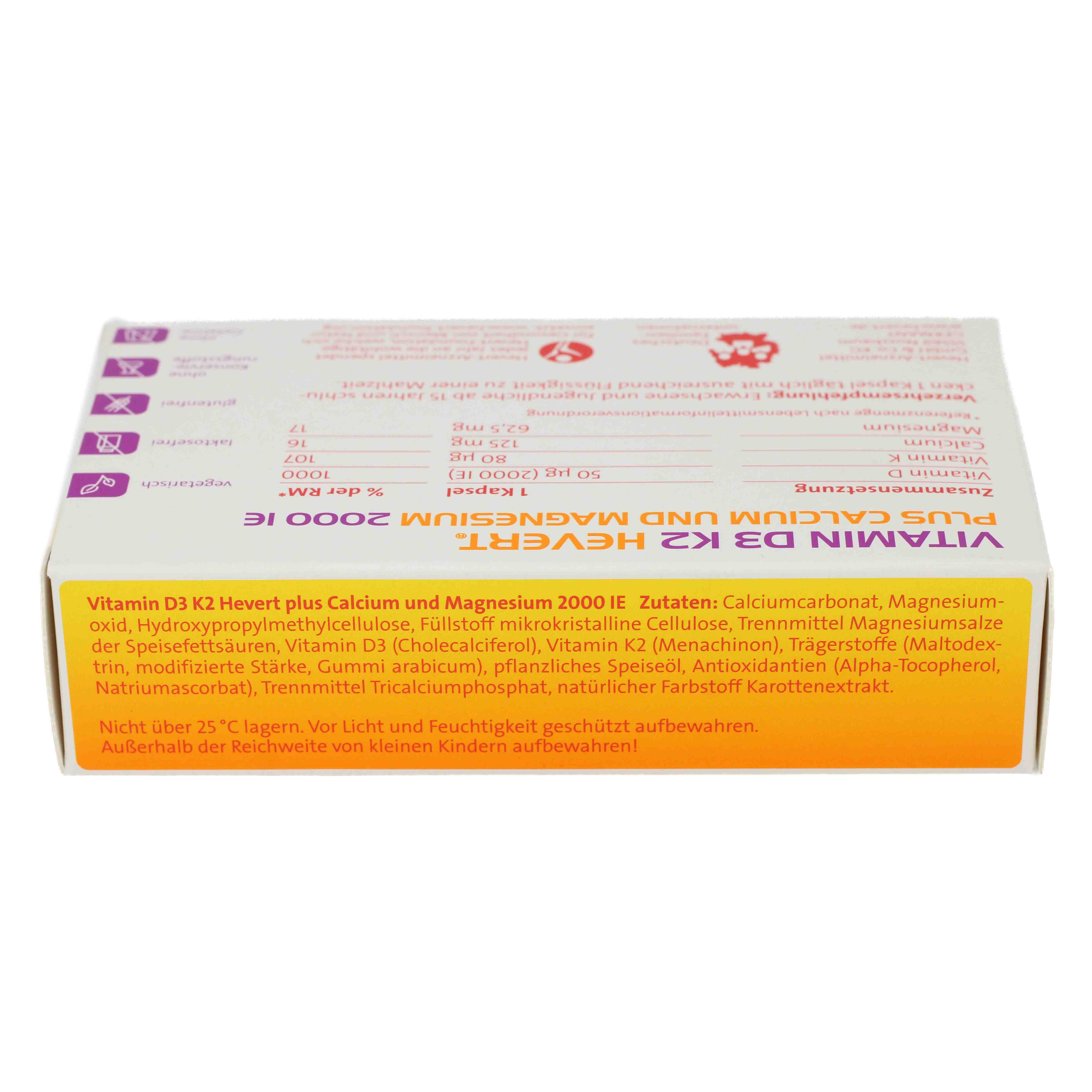 VITAMIN D3 K2 Hevert+Calcium u.Magnes.2000 IE Kps.